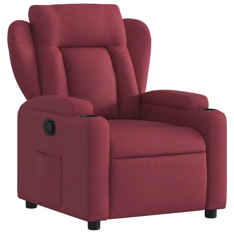 Fauteuil relax TV rembourrage confortable fonction d'inclinaison manuelle en tissu rouge bordeaux DEC028156