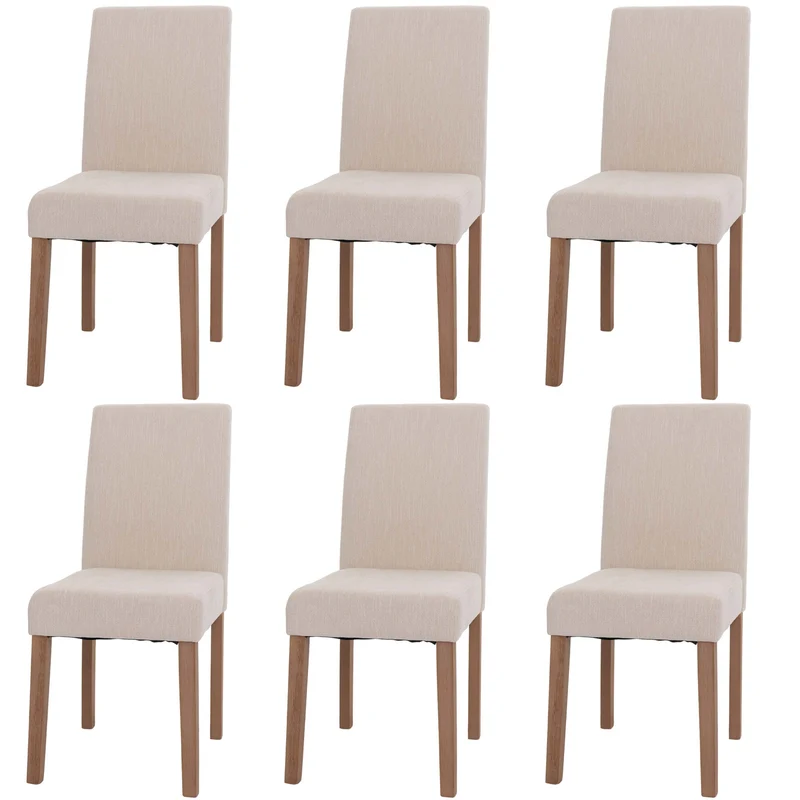 Lot de 6 chaises de salle à manger dossier haut en tissu chenille crème pieds clairs 04_0007635