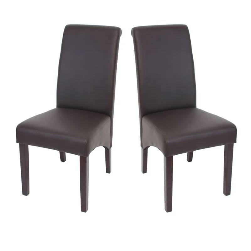 Set de 2 chaises de salle à manger en synthétique marron mat pieds foncés CDS04025