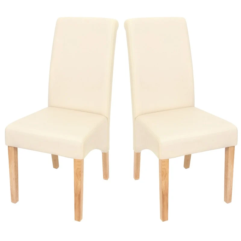 Set de 2 chaises de salle à manger en synthétique crème mat pieds clairs CDS04026