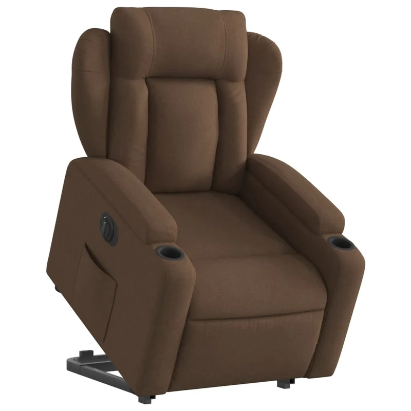 Fauteuil relax TV fonction de levage électrique très confortable en tissu marron DEC028452