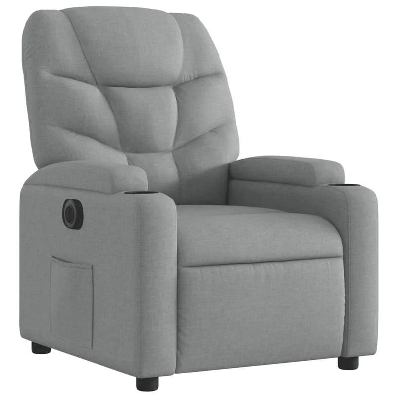 Fauteuil relax TV fonction d'inclinaison électrique très confortable en tissu gris clair DEC028315