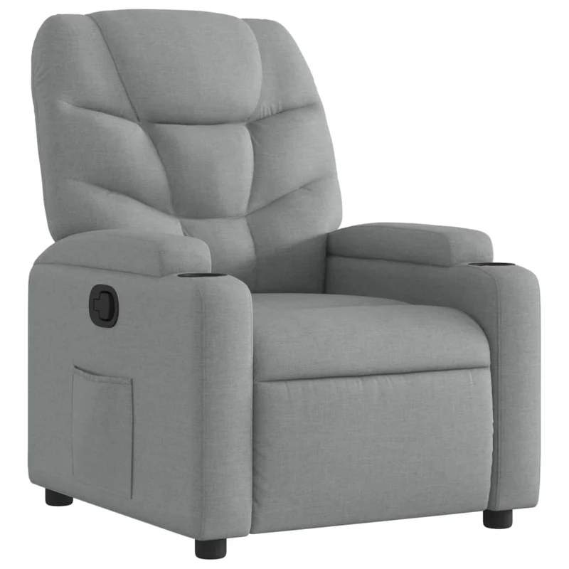 Fauteuil relax TV rembourrage confortable fonction d'inclinaison manuelle en tissu gris clair DEC027887