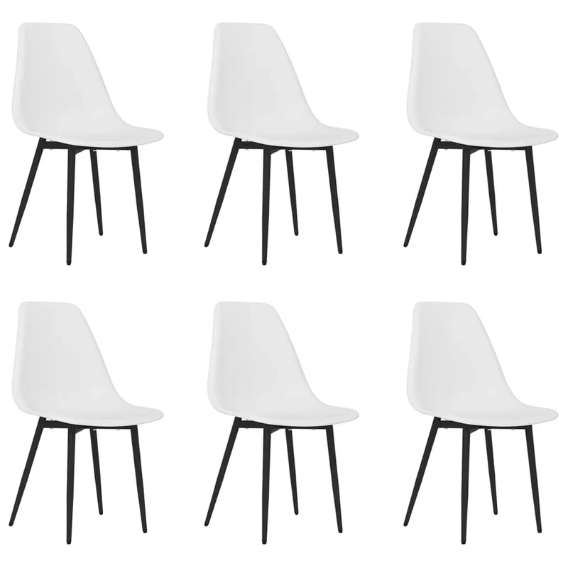Set de 6 chaises de salle à manger en polypropylène blanc et métal noir DEC025666