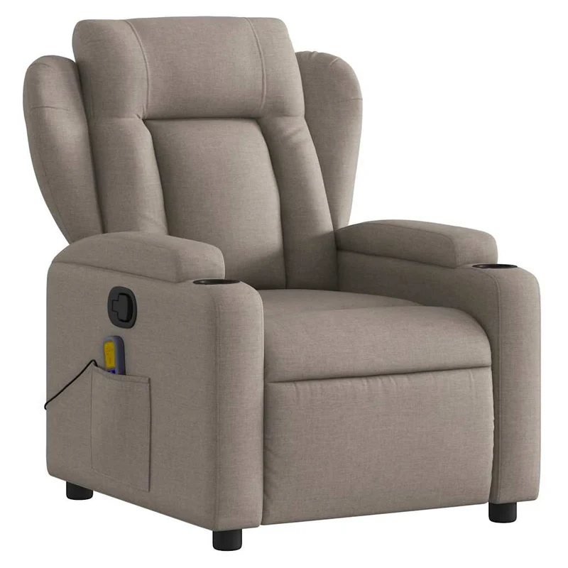 Fauteuil de relaxation TV fonction massage inclinable 6 points de massage en tissu taupe DEC027111