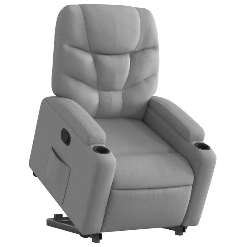 Fauteuil relax TV rembourrage confortable fonction de levage électrique en tissu gris clair DEC027899