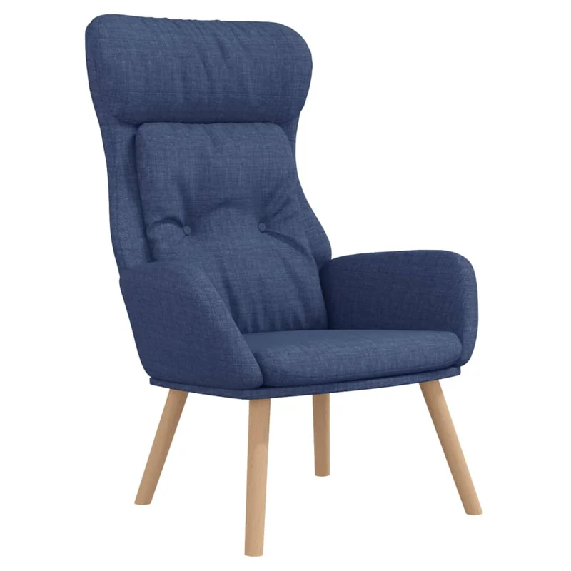 Fauteuil lounge chaise de canapé design moderne avec accoudoirs en tissu bleu pieds en bois DEC026640
