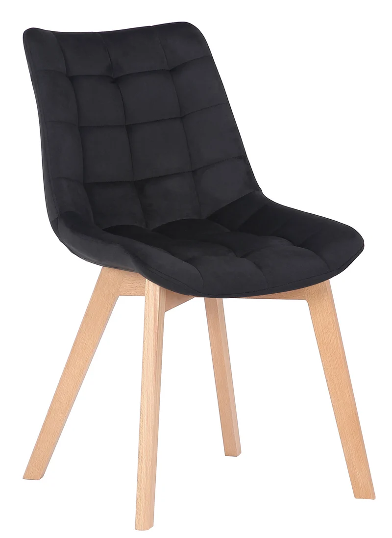 Chaise de salle à manger x1 rembourrage généreux en velours noir piètement en bois 10_0002087