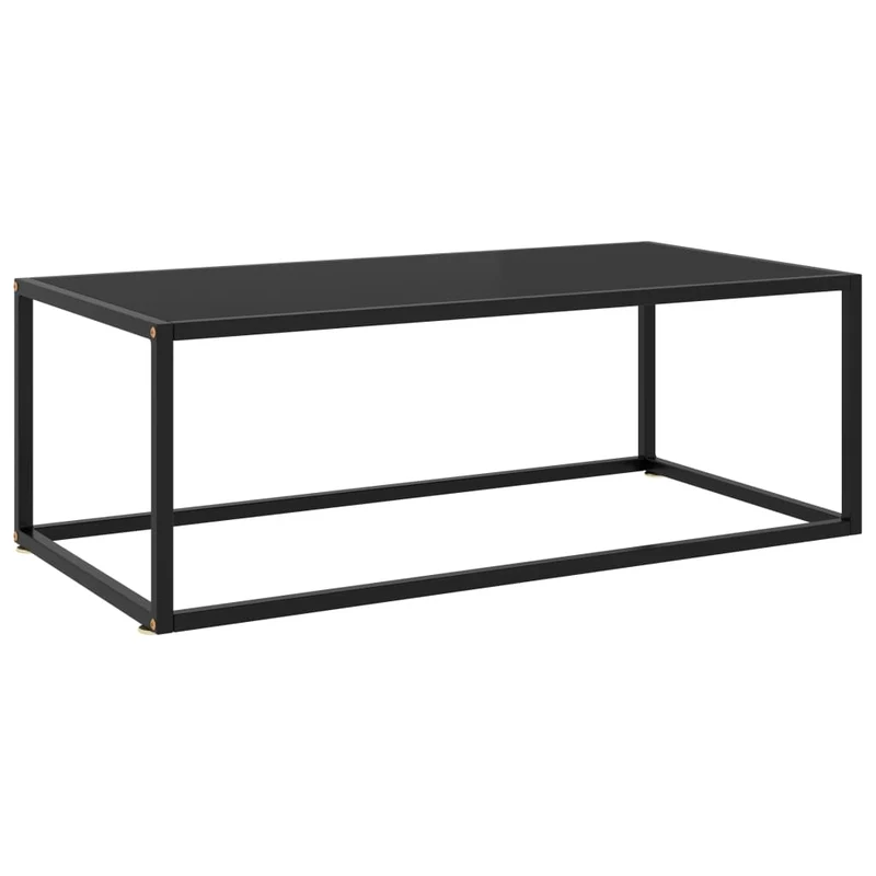 Table basse design moderne et contemporaine avec verre trempé et acier noir 100 x 50 x 35 cm DEC039878