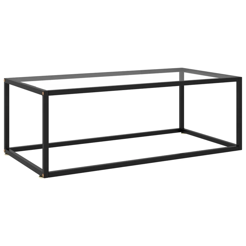 Table basse design simple avec verre trempé et acier noir 100 x 50 x 35 cm DEC039883