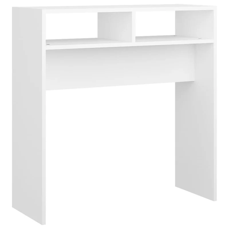 Table console d'entrée fonctionnel et stylé avec compartiments de rangement 78 x 30 x 80 cm bois d'ingénierie blanc DEC031713