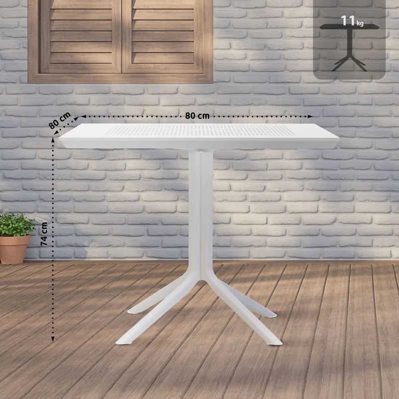 Table de jardin carrée 80x80 cm en aluminium thermolaqué blanc – Intérieur et extérieur 10_0009167