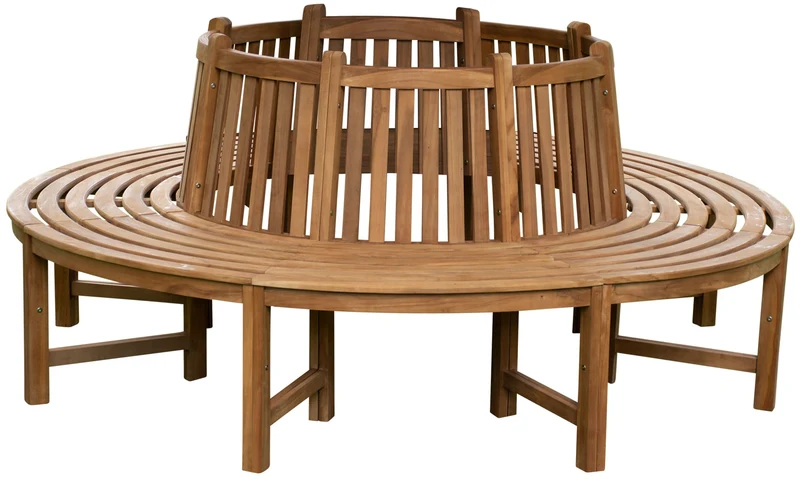 Banc d'arbre circulaire Ø 203 cm en teck massif avec dossier 360° 6 places 10_0008843