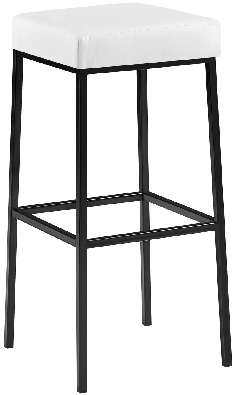 Tabouret de bar x1 avec repose-pieds assises carrées hauteur 83 cm en similicuir blanc et métal noir 10_0005974