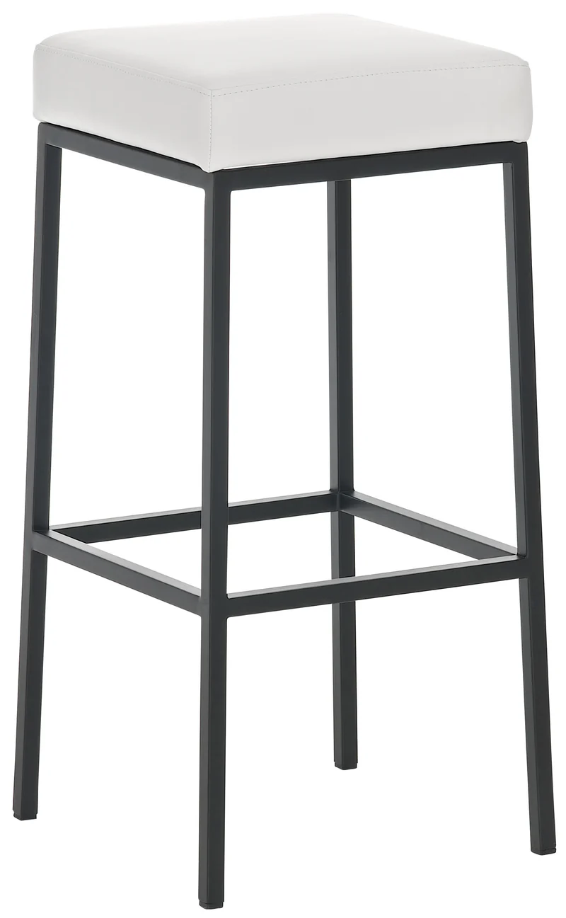 Tabouret de bar design moderne en synthétique blanc pieds forme carré métal noir mat blanc 10_0000030