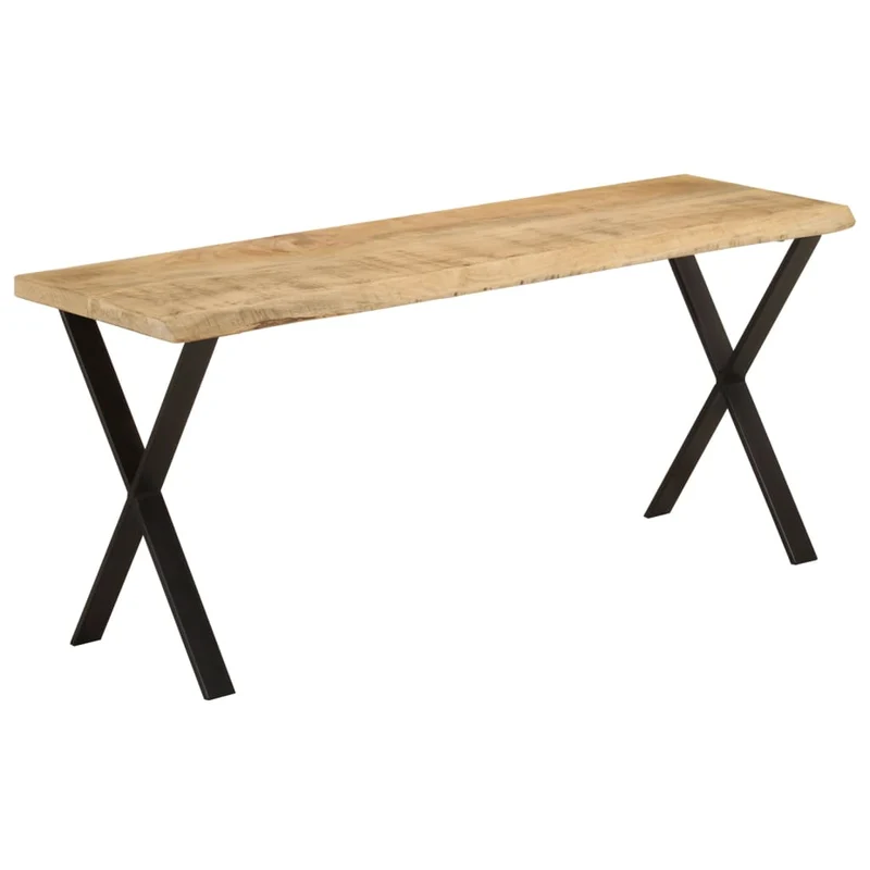Banquette banc design rustique 105 cm bois de manguier massif brun pieds en forme de X en acier DEC024626