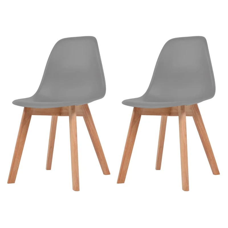 Set de 2 chaises de salle à manger cuisine en plastique gris pieds en bois DEC025531