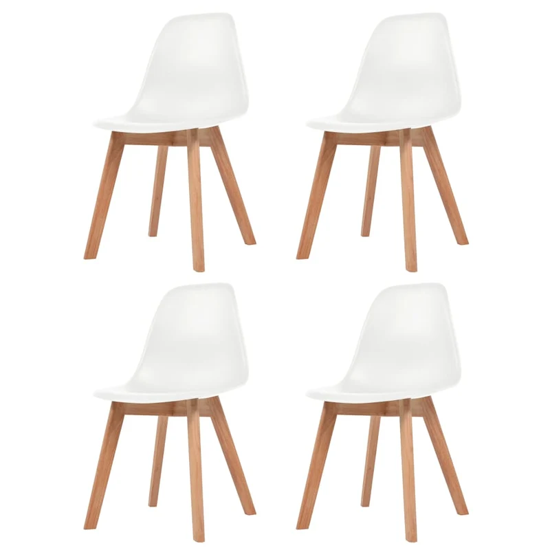 Set de 4 chaises de salle à manger design scandinave en plastique blanc et bois DEC025603