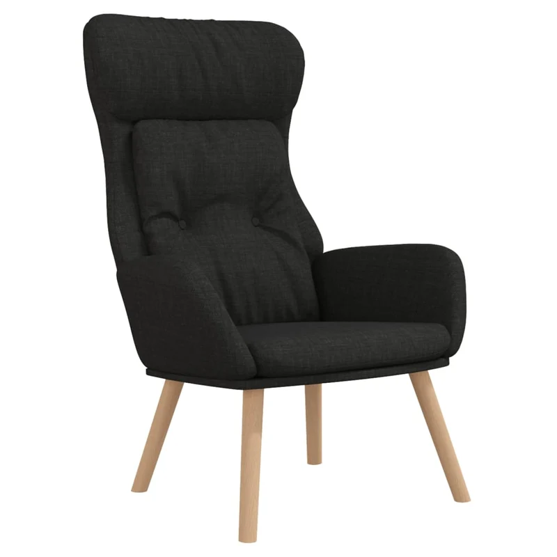 Fauteuil dossier haut chaise de canapé design moderne en tissu noir DEC026737