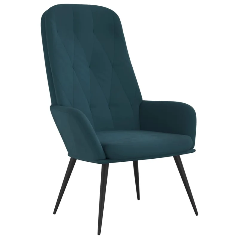 Fauteuil lounge chaise de canapé dossier haut design moderne en velours bleu DEC026651