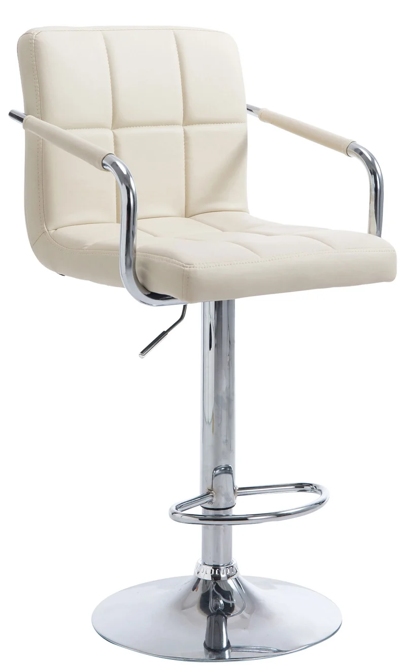 Tabouret de bar x1 repose-pieds en synthétique crème pieds trompette en métal chromé TDB10519