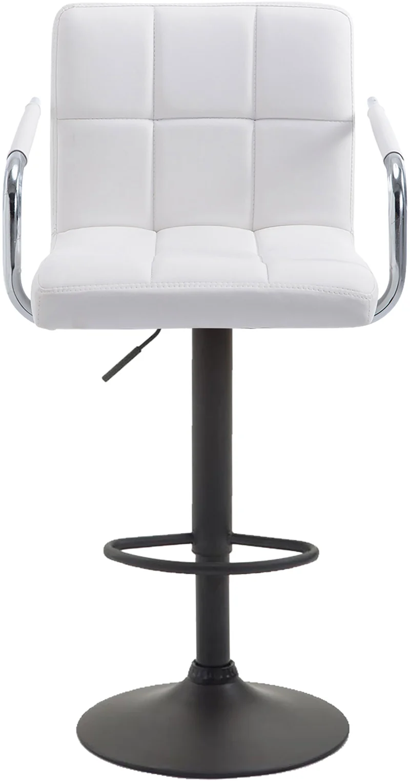 Lot de 2 tabourets de bar avec accoudoirs et repose-pieds similicuir blanc cadre en métal noir 10_0006539