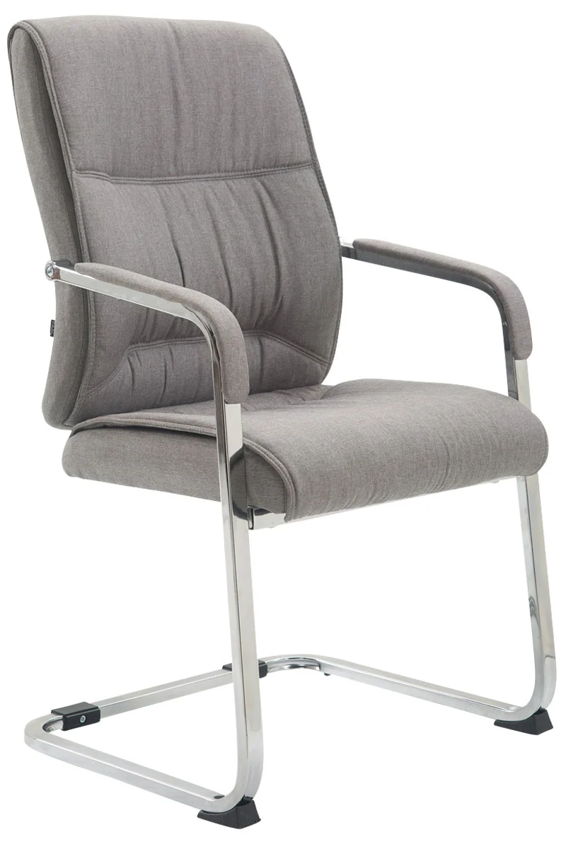 Chaise de visiteur XXL sans roulettes confortable et design en tissu gris clair BUR10696