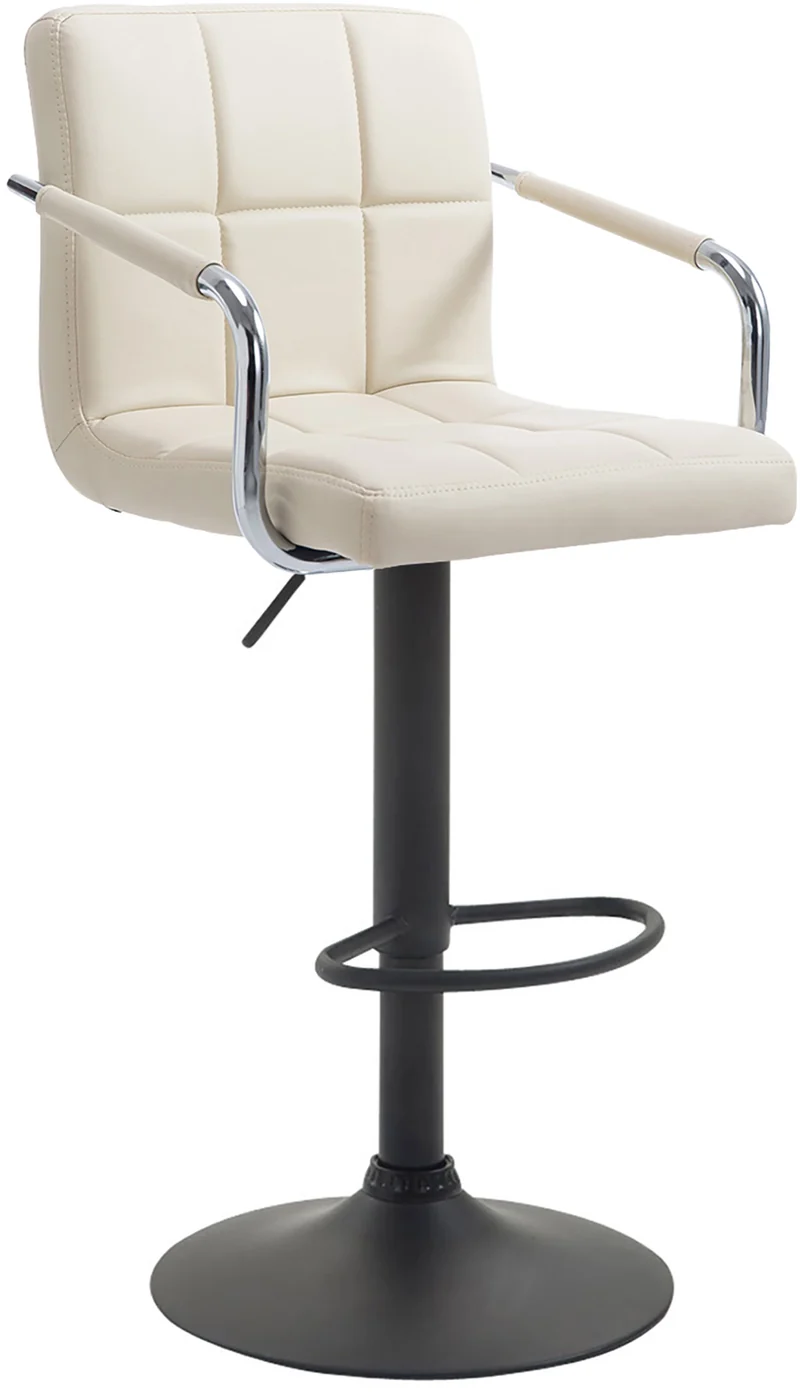 Tabouret de bar x1 repose-pieds en synthétique crème pieds trompette en métal noir mat TDB10531