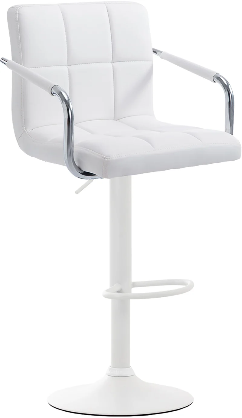 Tabouret de bar repose-pieds en synthétique blanc pieds trompette en métal blanc mat TDB10529