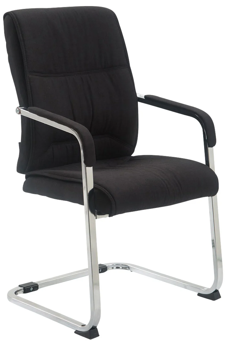 Chaise de visiteur XXL sans roulettes confortable et design en tissu noir BUR10694