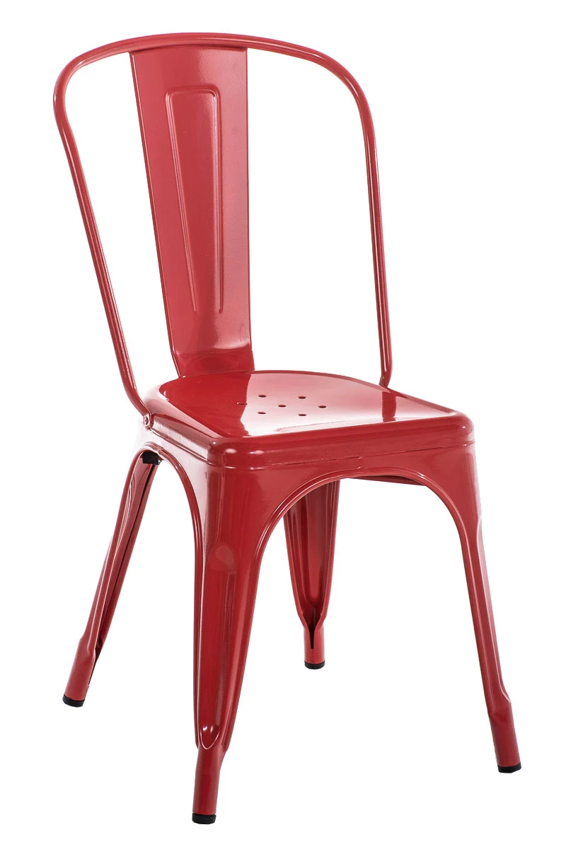 Chaise empilable style industriel factory métal rouge CDS101112