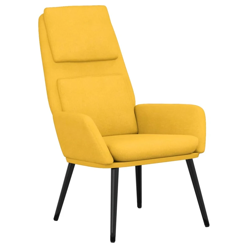 Fauteuil lounge chaise de canapé design moderne en tissu jaune moutarde DEC026707