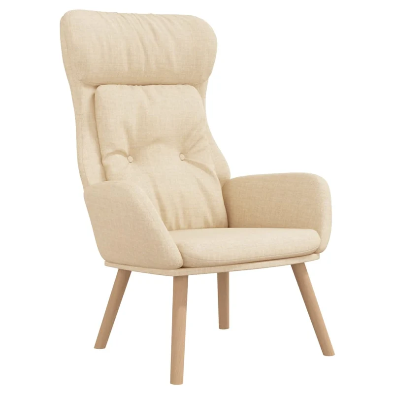 Fauteuil lounge chaise de canapé design moderne en tissu crème DEC026658