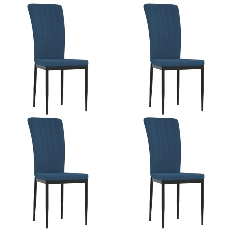 Set de 4 chaises de salle à manger couture décorative en tissu velours bleu et fer DEC025610