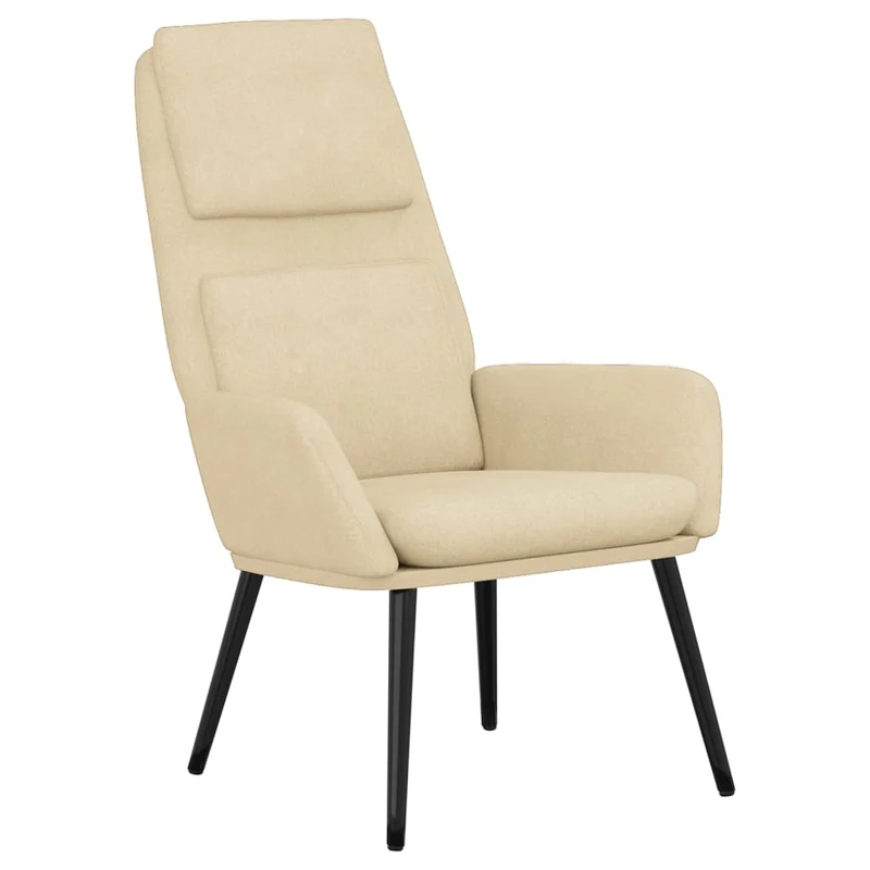 Fauteuil lounge chaise de canapé design moderne en tissu crème DEC026657