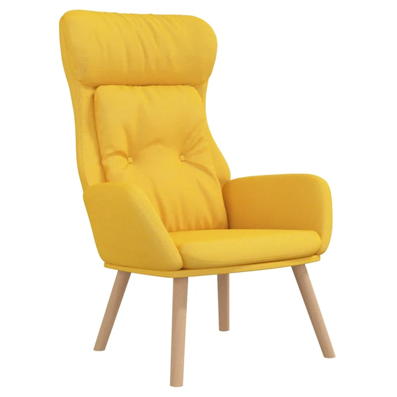 Fauteuil lounge chaise de canapé design moderne en tissu jaune moutarde DEC026706