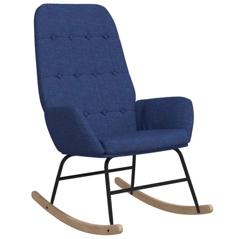 Fauteuil à bascule d'allaitement rembourré relax pour salon en tissu bleu capitonné DEC028896