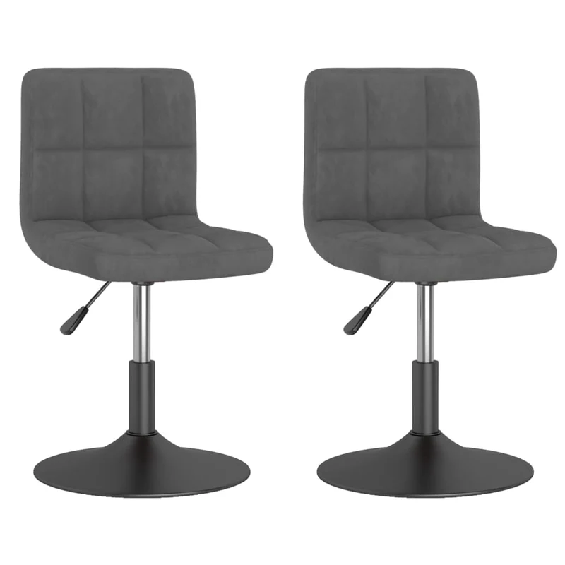 Lot de 2 chaises de salle à manger siège pivotant hauteur réglable en velours gris foncé DEC025261