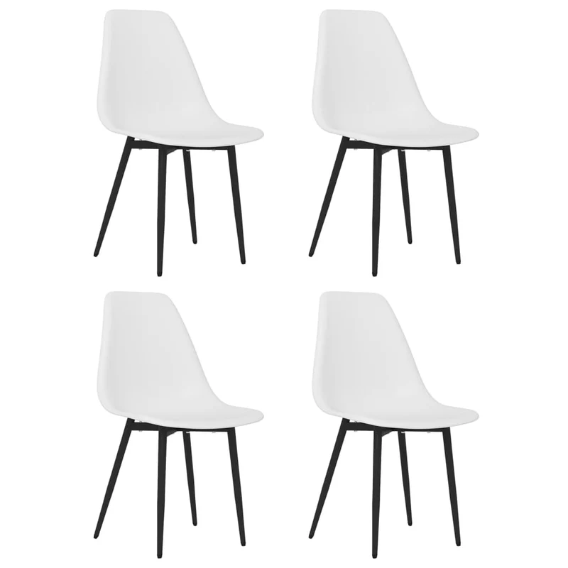 Set de 4 chaises de salle à manger dossier incurvé design moderne en PP blanc et métal noir DEC025605