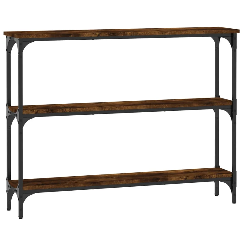 Meuble d'entrée table console design élégant avec étagères 100 x 22,5 x 75 cm bois d'ingénierie marron et métal DEC031751