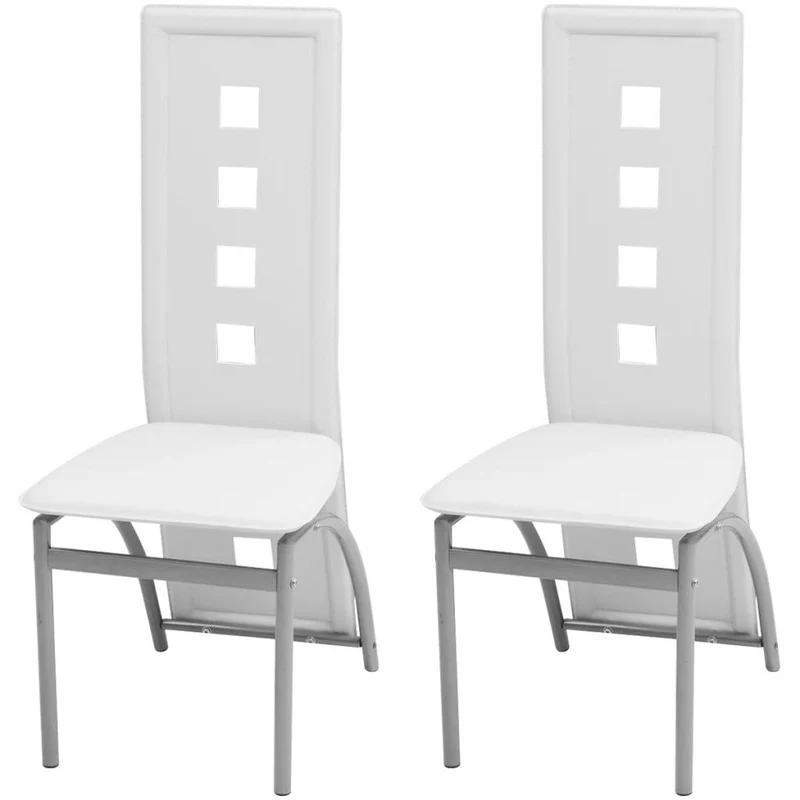 Lot de 2 chaises de salle à manger cuisine design contemporain synthétique blanc CDS020190