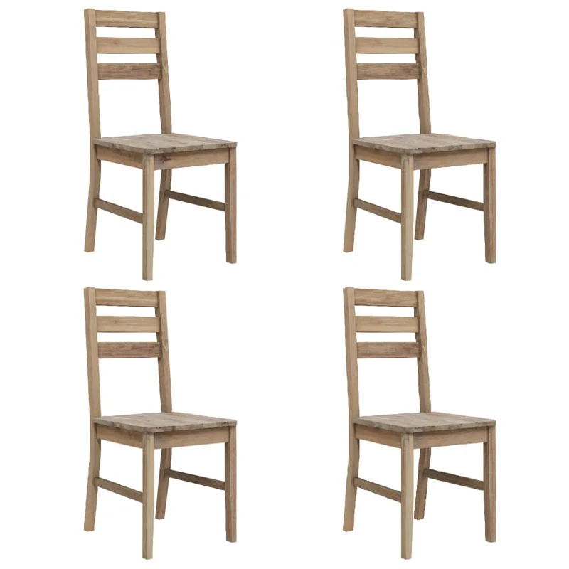 Set de 4 chaises de salle à manger cuisine design classique en bois d'acacia DEC025615