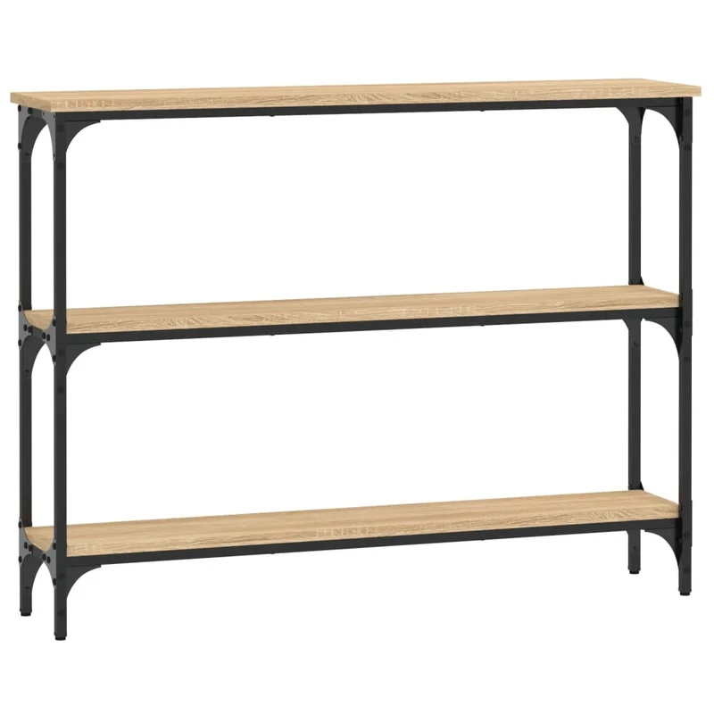 Meuble d'entrée table console design élégant avec étagères 100 x 22,5 x 75 cm bois d'ingénierie et métal DEC031897