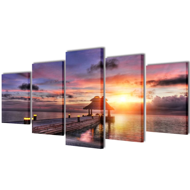 Toile de décoration murale kit de 5 pièces 200x100cm coucher de soleil DEC02036