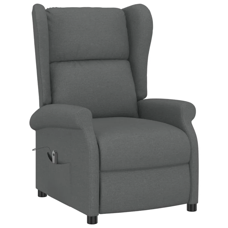 Fauteuil relax TV avec rebord latéral très confortable en tissu gris foncé DEC028617