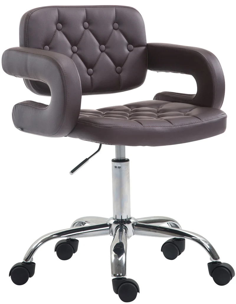 Chaise de bureau réglable en hauteur pivotante dossier capitonné et accoudoir moderne synthétique marron BUR10412