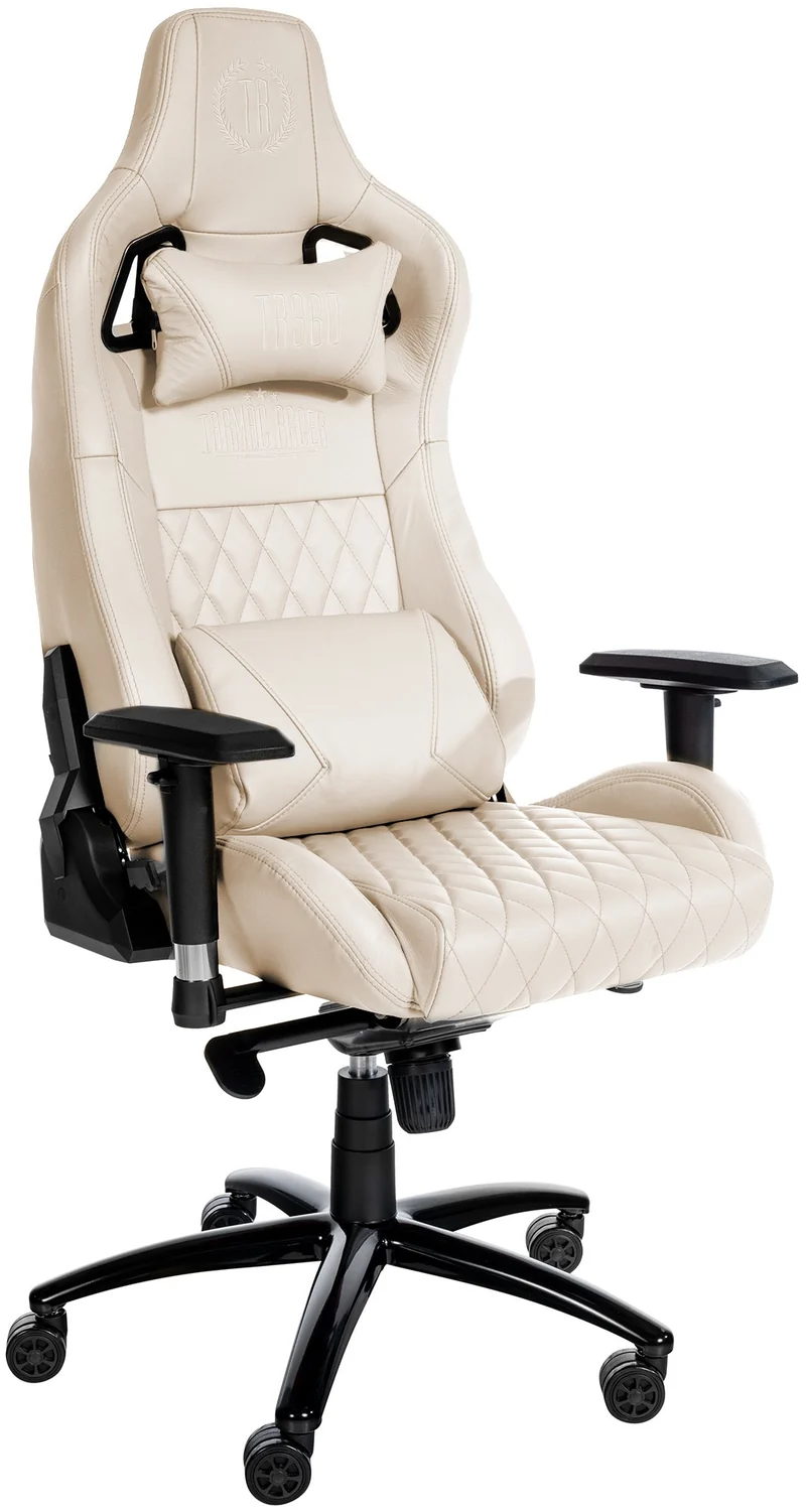 Fauteuil de bureau sur roulettes mécanisme à bascule coussin lombaire en cuir véritable crème cadre métal 10_0007085