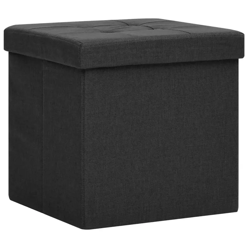 Tabouret assise pouf de rangement 38 x 38 x 38 cm pliable en tissu noir DEC026351