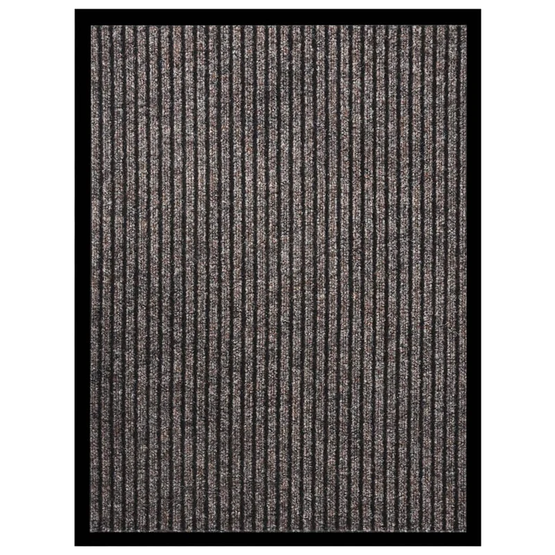 Paillasson de porte d'entrée rayé beige 60 x 80 cm bordure noire support en vinyle antidérapant DEC040638