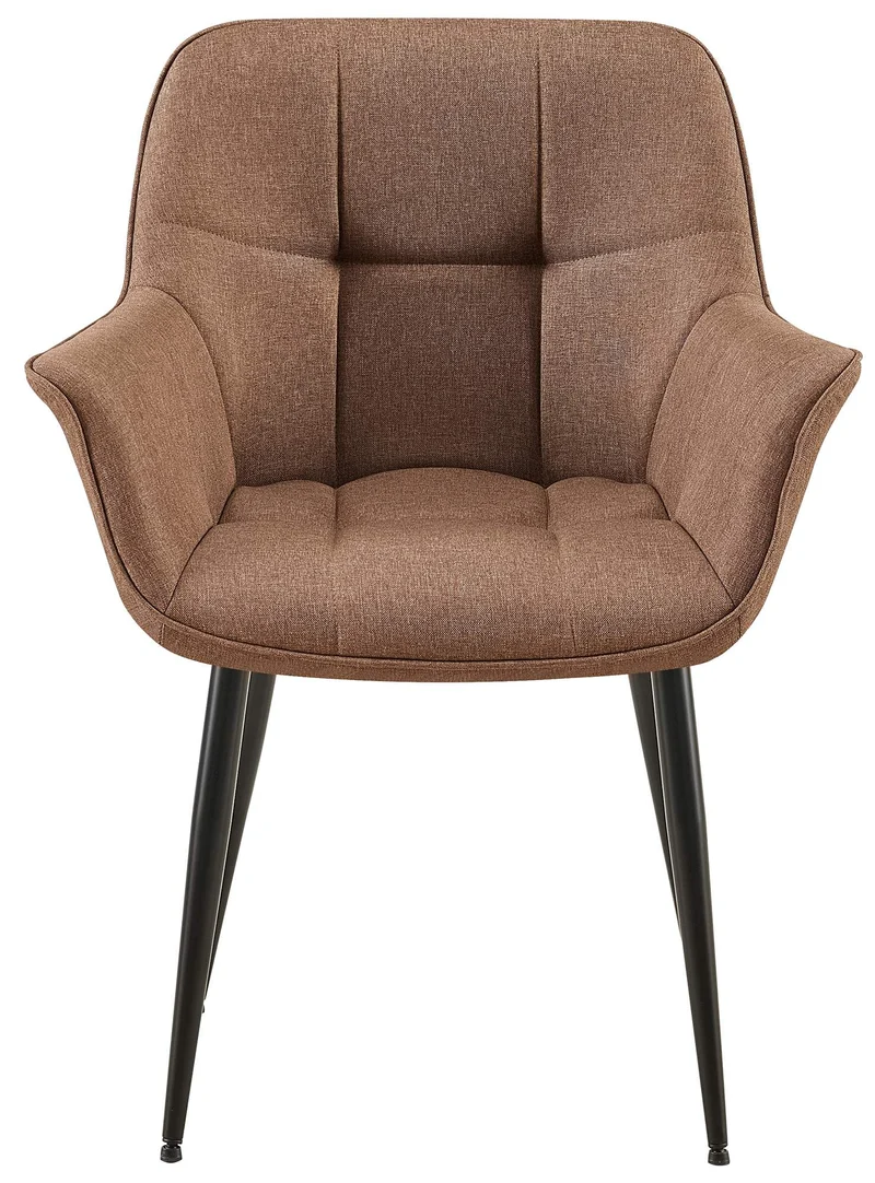 Chaise avec accoudoirs en velours matelassé taupe structure métallique noir confort premium 10_0007687